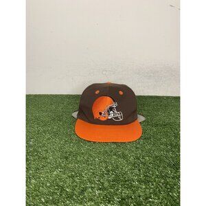 Vintage Cleveland Browns hat cap snap back brown orange big logo football NFL